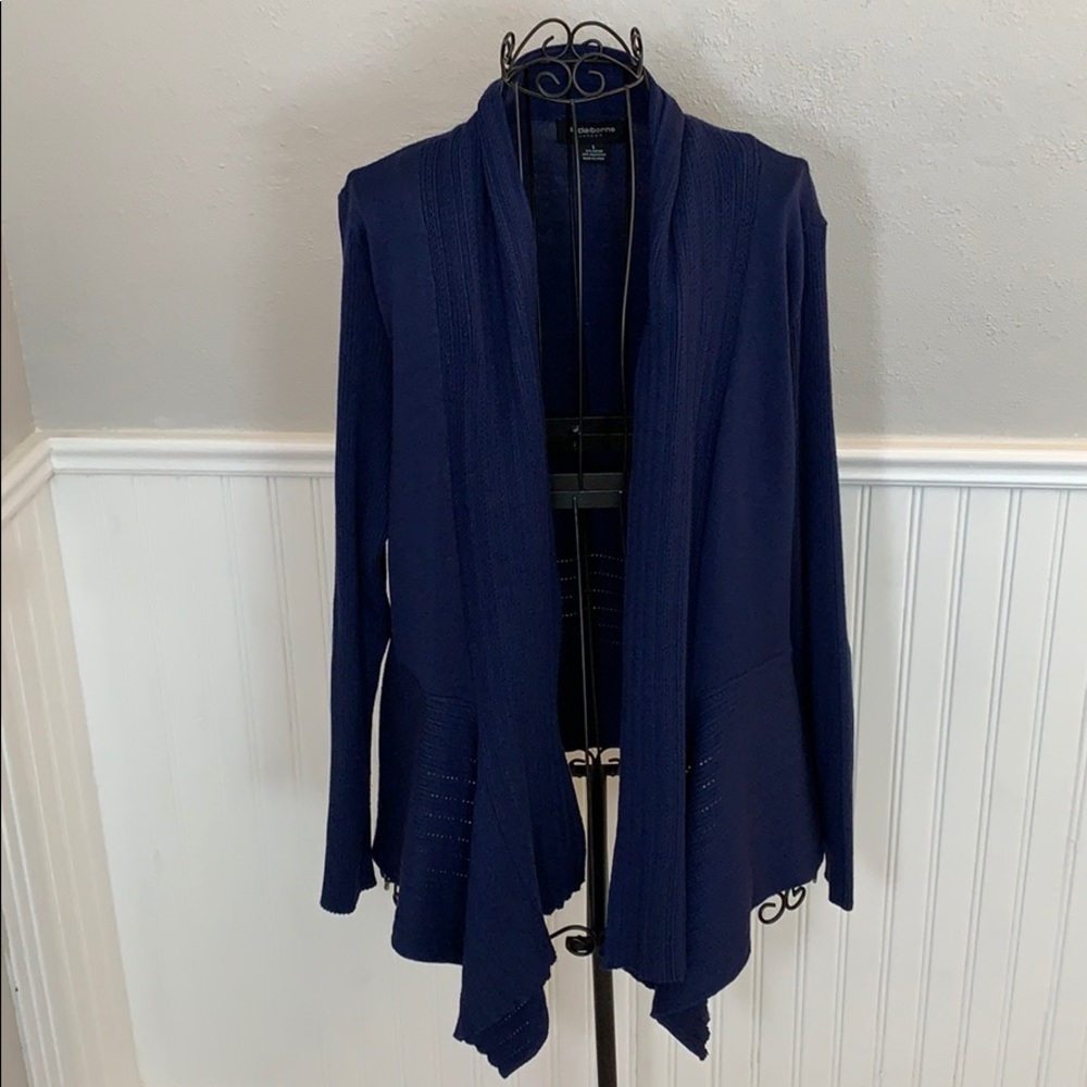 ♥️ Liz Claiborne Navy Sweater Open Front Women’s L